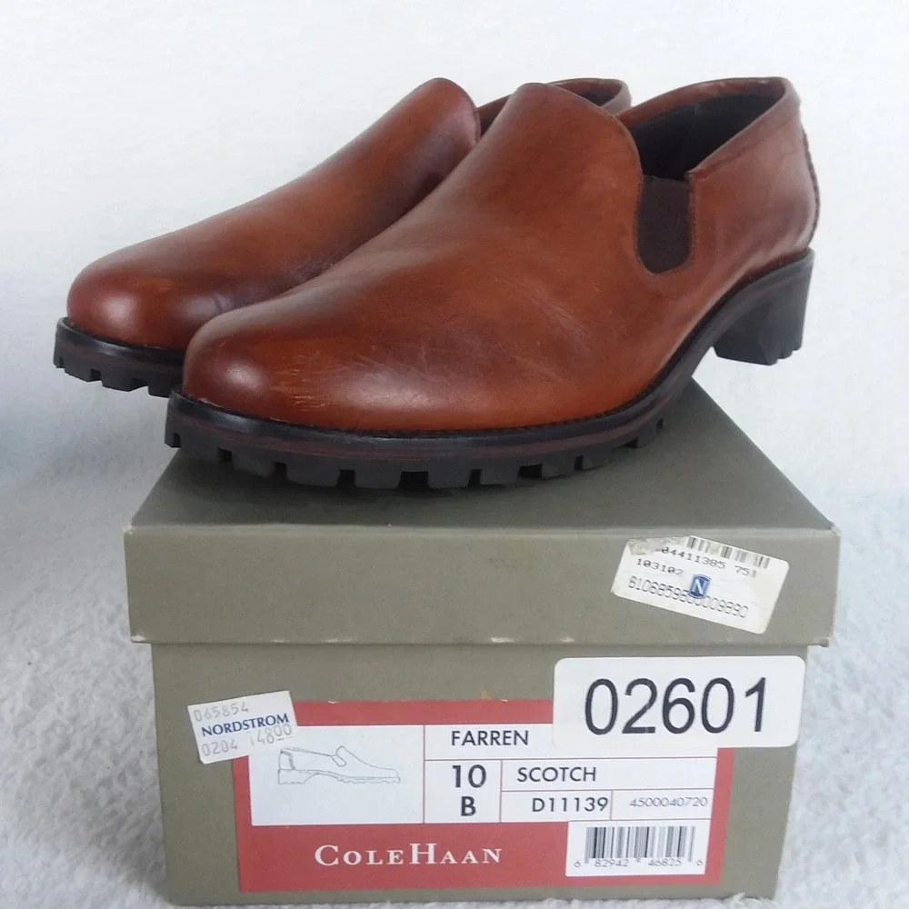 Cole Haan Country Farren Scotch Leather Slip On Loafers Lug‎ Sole Shoes 10 Brown